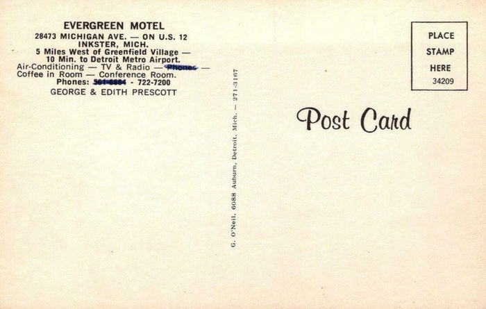 Evergreen Motel - Old Postcard And Promos